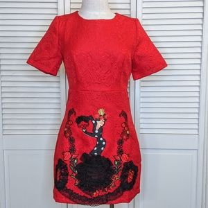 Custom made Red / Black lace mini dress